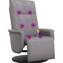Stoelen*vidaXL Massagestoel verstelbaar met voetensteun kunstleer Grijs
