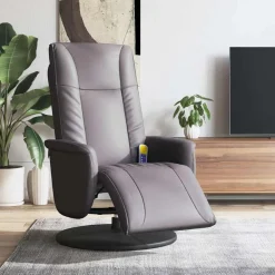 Stoelen*vidaXL Massagestoel verstelbaar met voetensteun kunstleer Grijs