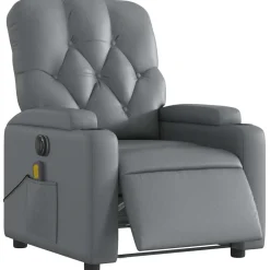 Stoelen*vidaXL Massagestoel verstelbaar elektrisch kunstleer Grijs