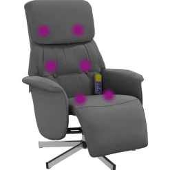 Stoelen*vidaXL Massagestoel verstelbaar met voetensteun stof Donkergrijs