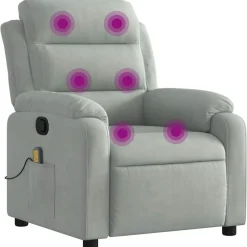 Stoelen*vidaXL Massagestoel verstelbaar fluweel Lichtgrijs