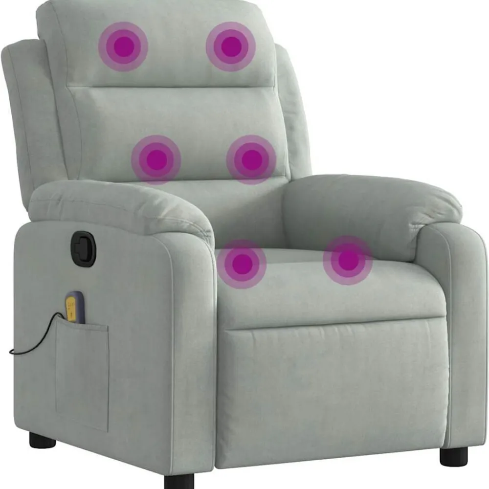 Stoelen*vidaXL Massagestoel verstelbaar fluweel Lichtgrijs