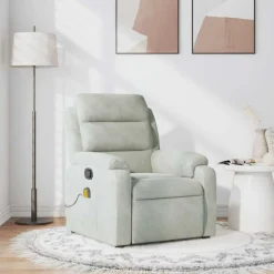 Stoelen*vidaXL Massagestoel verstelbaar fluweel Lichtgrijs