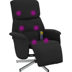 Stoelen*vidaXL Massagestoel verstelbaar met voetensteun stof Zwart