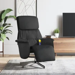 Stoelen*vidaXL Massagestoel verstelbaar met voetensteun stof Zwart
