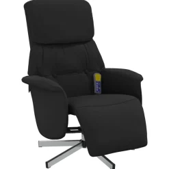 Stoelen*vidaXL Massagestoel verstelbaar met voetensteun stof Zwart