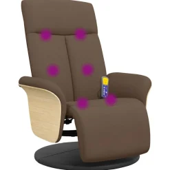 Stoelen*vidaXL Massagestoel verstelbaar met voetensteun stof Bruin