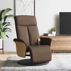 Stoelen*vidaXL Massagestoel verstelbaar met voetensteun stof Bruin