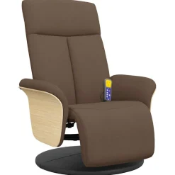 Stoelen*vidaXL Massagestoel verstelbaar met voetensteun stof Bruin