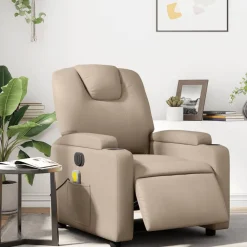 Stoelen*vidaXL Massagestoel verstelbaar elektrisch kunstleer kleurig Cappuccino