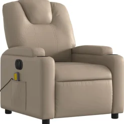 Stoelen*vidaXL Massagestoel verstelbaar elektrisch kunstleer kleurig Cappuccino