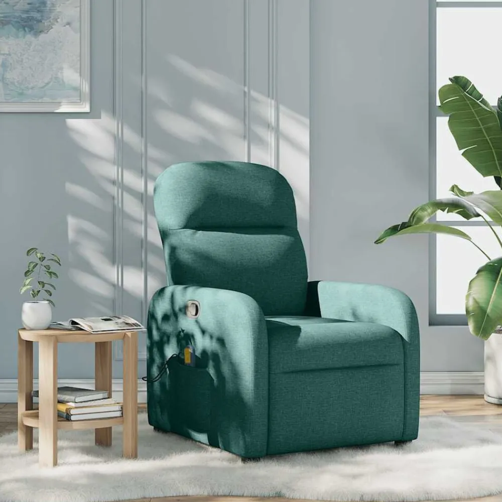Stoelen*vidaXL Massagestoel verstelbaar stof Donkergroen