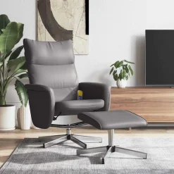 Stoelen*vidaXL Massagestoel verstelbaar met voetenbankje kunstleer Grijs