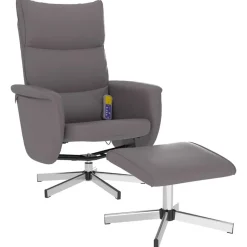Stoelen*vidaXL Massagestoel verstelbaar met voetenbankje kunstleer Grijs