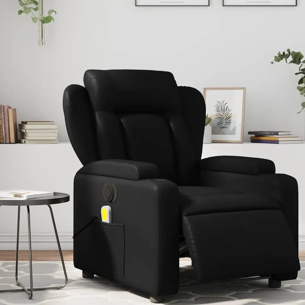 Stoelen*vidaXL Massagestoel verstelbaar elektrisch kunstleer Zwart