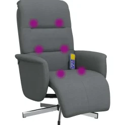 Stoelen*vidaXL Massagestoel verstelbaar met voetensteun stof Donkergrijs