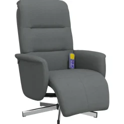 Stoelen*vidaXL Massagestoel verstelbaar met voetensteun stof Donkergrijs