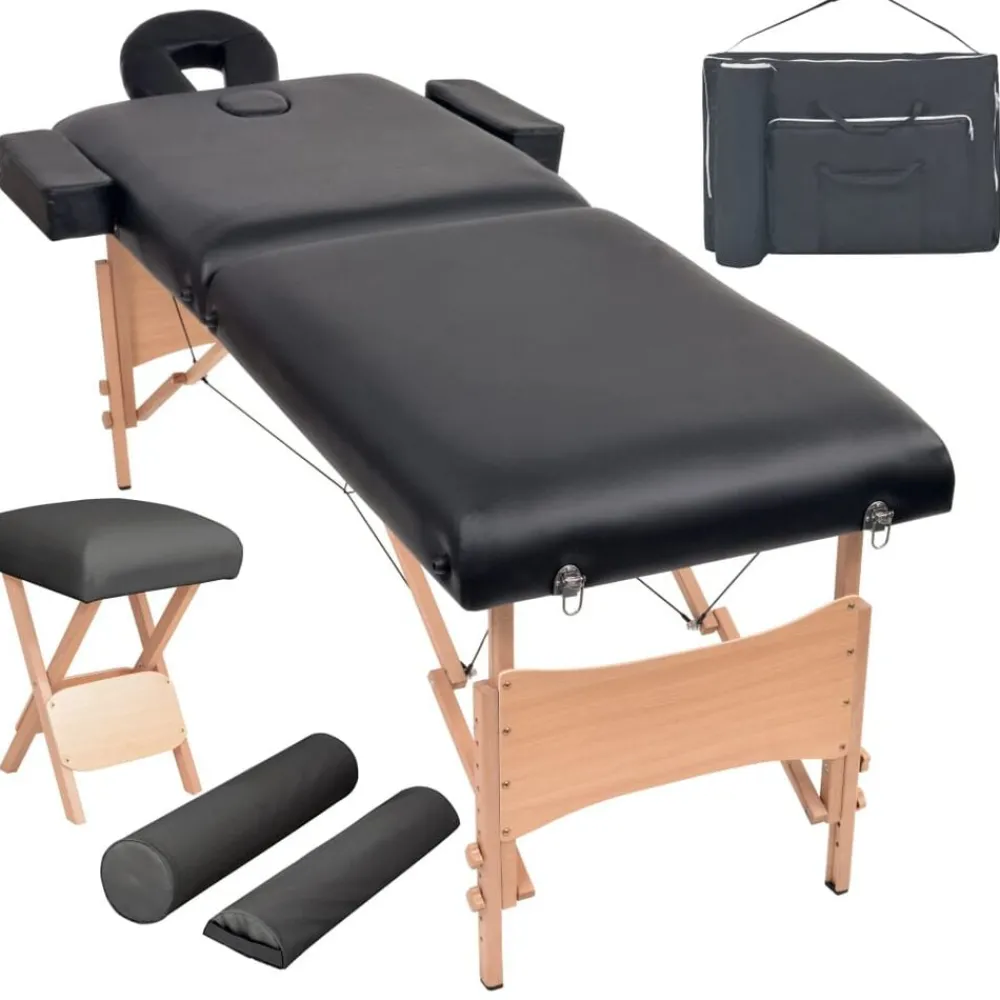 Massagetafel- en krukset inklapbaar 2 zones 10 cm dik>vidaXL Hot