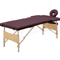 Uiterlijk & Gezondheid*vidaXL Massagetafel inklapbaar 2 zones hout Wijnpaars