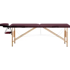 Uiterlijk & Gezondheid*vidaXL Massagetafel inklapbaar 2 zones hout Wijnpaars