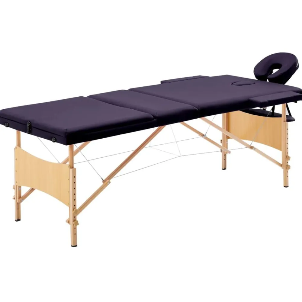 Uiterlijk & Gezondheid*vidaXL Massagetafel inklapbaar 3 zones hout Paars
