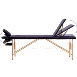 Uiterlijk & Gezondheid*vidaXL Massagetafel inklapbaar 3 zones hout Paars