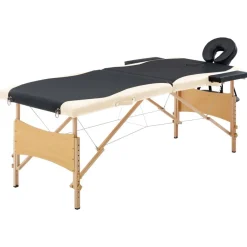 Uiterlijk & Gezondheid*vidaXL Massagetafel inklapbaar 2 zones hout Zwart en beige