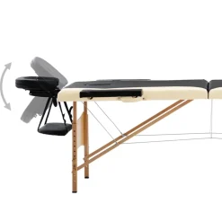 Uiterlijk & Gezondheid*vidaXL Massagetafel inklapbaar 2 zones hout Zwart en beige