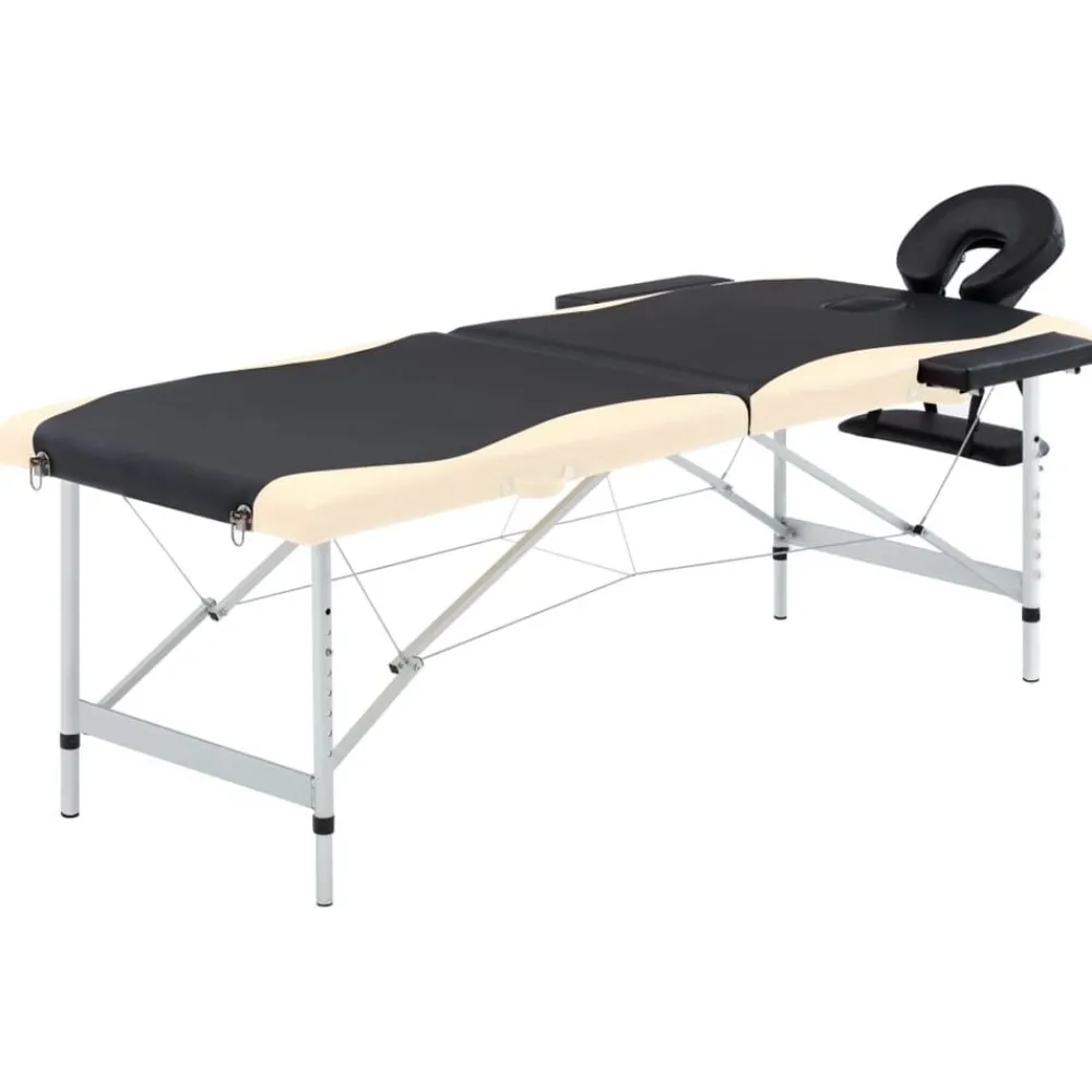 Uiterlijk & Gezondheid*vidaXL Massagetafel inklapbaar 2 zones aluminium Zwart en beige
