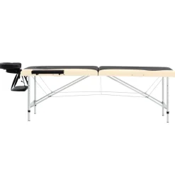 Uiterlijk & Gezondheid*vidaXL Massagetafel inklapbaar 2 zones aluminium Zwart en beige