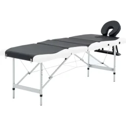 Uiterlijk & Gezondheid*vidaXL Massagetafel inklapbaar 4 zones aluminium Zwart en wit