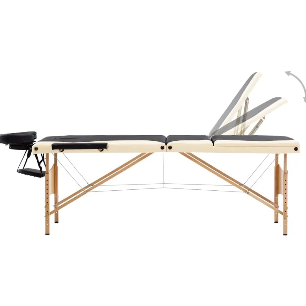 Uiterlijk & Gezondheid*vidaXL Massagetafel inklapbaar 3 zones hout Zwart en beige