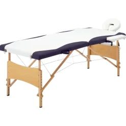 Uiterlijk & Gezondheid*vidaXL Massagetafel inklapbaar 2 zones hout Wit en paars