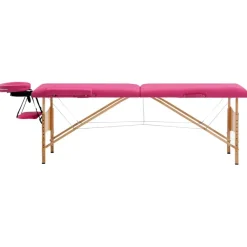 Uiterlijk & Gezondheid*vidaXL Massagetafel inklapbaar 2 zones hout Roze