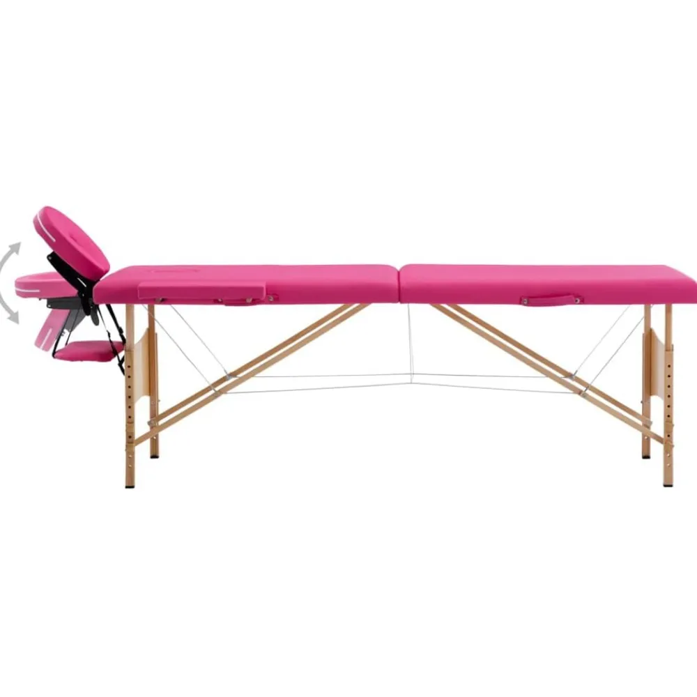 Uiterlijk & Gezondheid*vidaXL Massagetafel inklapbaar 2 zones hout Roze