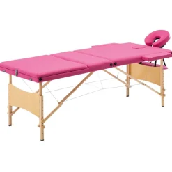 Uiterlijk & Gezondheid*vidaXL Massagetafel inklapbaar 3 zones hout Roze