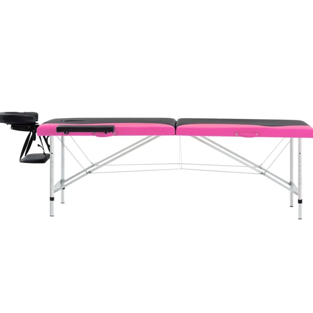 Uiterlijk & Gezondheid*vidaXL Massagetafel inklapbaar 2 zones aluminium Zwart en roze