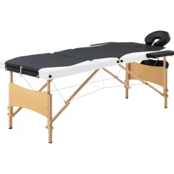 Uiterlijk & Gezondheid*vidaXL Massagetafel inklapbaar 3 zones hout Zwart en wit
