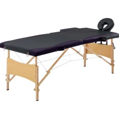Uiterlijk & Gezondheid*vidaXL Massagetafel inklapbaar 2 zones hout Zwart