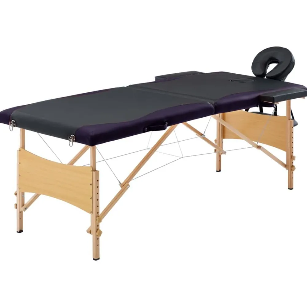 Uiterlijk & Gezondheid*vidaXL Massagetafel inklapbaar 2 zones hout Zwart