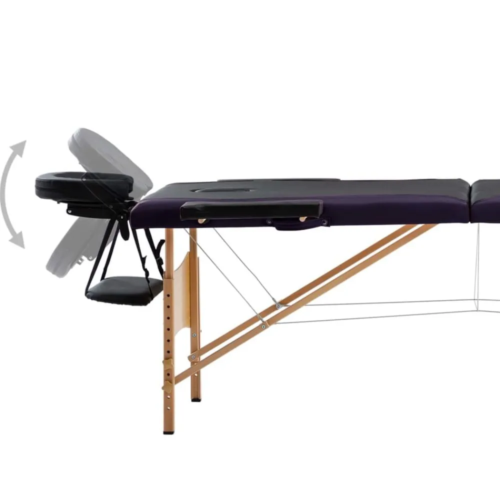 Uiterlijk & Gezondheid*vidaXL Massagetafel inklapbaar 2 zones hout Zwart
