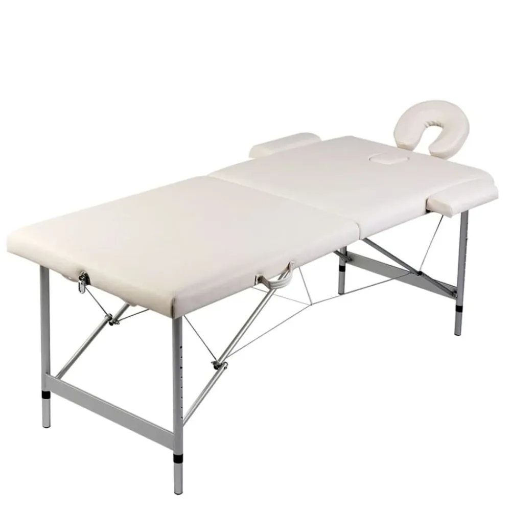 Uiterlijk & Gezondheid*vidaXL Massagetafel met 2 zones inklapbaar aluminium frame crèmewit Crèmewit