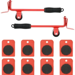 Meubelrollers 8 stuks met lifters 9,8x7,5x3 cm 150 kg rood>vidaXL Best