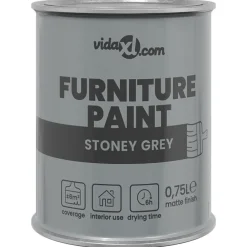 Verbruiksmaterialen Voor De Bouw*vidaXL Meubelverf Grijs 0,75 L Wandprint Steen grijs