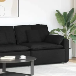 Accessoires Voor Stoelen En Banken*vidaXL Modulaire bank Armleuning eindmodule met kussens 100 cm Zwart