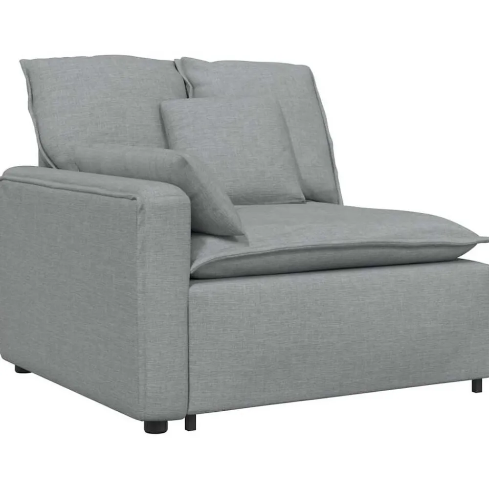 Accessoires Voor Stoelen En Banken*vidaXL Modulaire bank Armleuning eindmodule met kussens 100 cm Lichtgrijs