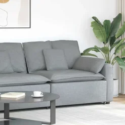 Accessoires Voor Stoelen En Banken*vidaXL Modulaire bank Armleuning eindmodule met kussens 100 cm Lichtgrijs