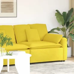 Accessoires Voor Stoelen En Banken*vidaXL Modulaire bank Armleuning eindmodule met kussens 100 cm Lichtgeel