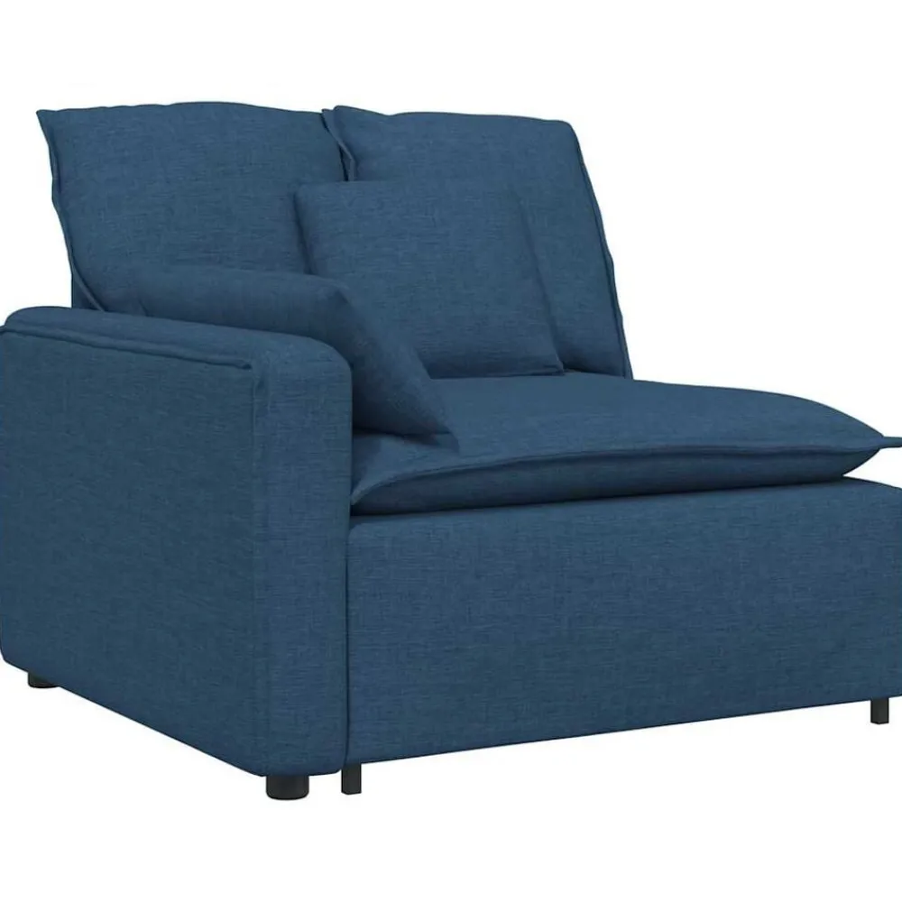 Accessoires Voor Stoelen En Banken*vidaXL Modulaire bank Armleuning eindmodule met kussens 100 cm Blauw