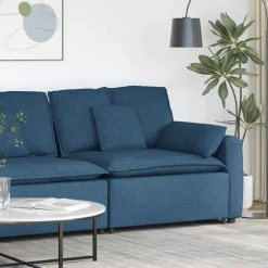 Accessoires Voor Stoelen En Banken*vidaXL Modulaire bank Armleuning eindmodule met kussens 100 cm Blauw